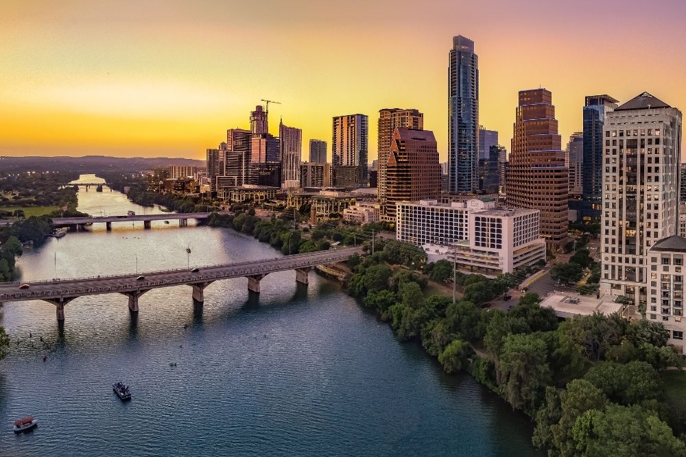austin Austin skyline with riverfront business travel destinations Austin