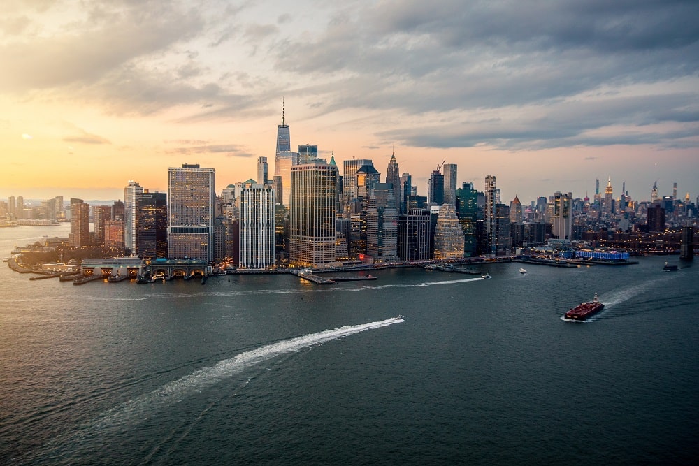 view of Hudson river and skyline business travel destinations new york 